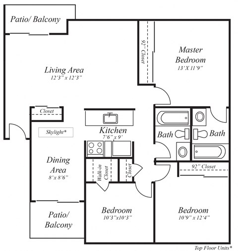 3 Bed 2 Bath Floor Plan at Broadmoor Springs, Colorado Springs, Colorado